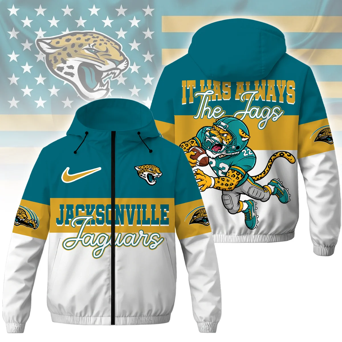 Limited Edition – Customized NFL Jacksonville Jaguars Windbreaker Jacket