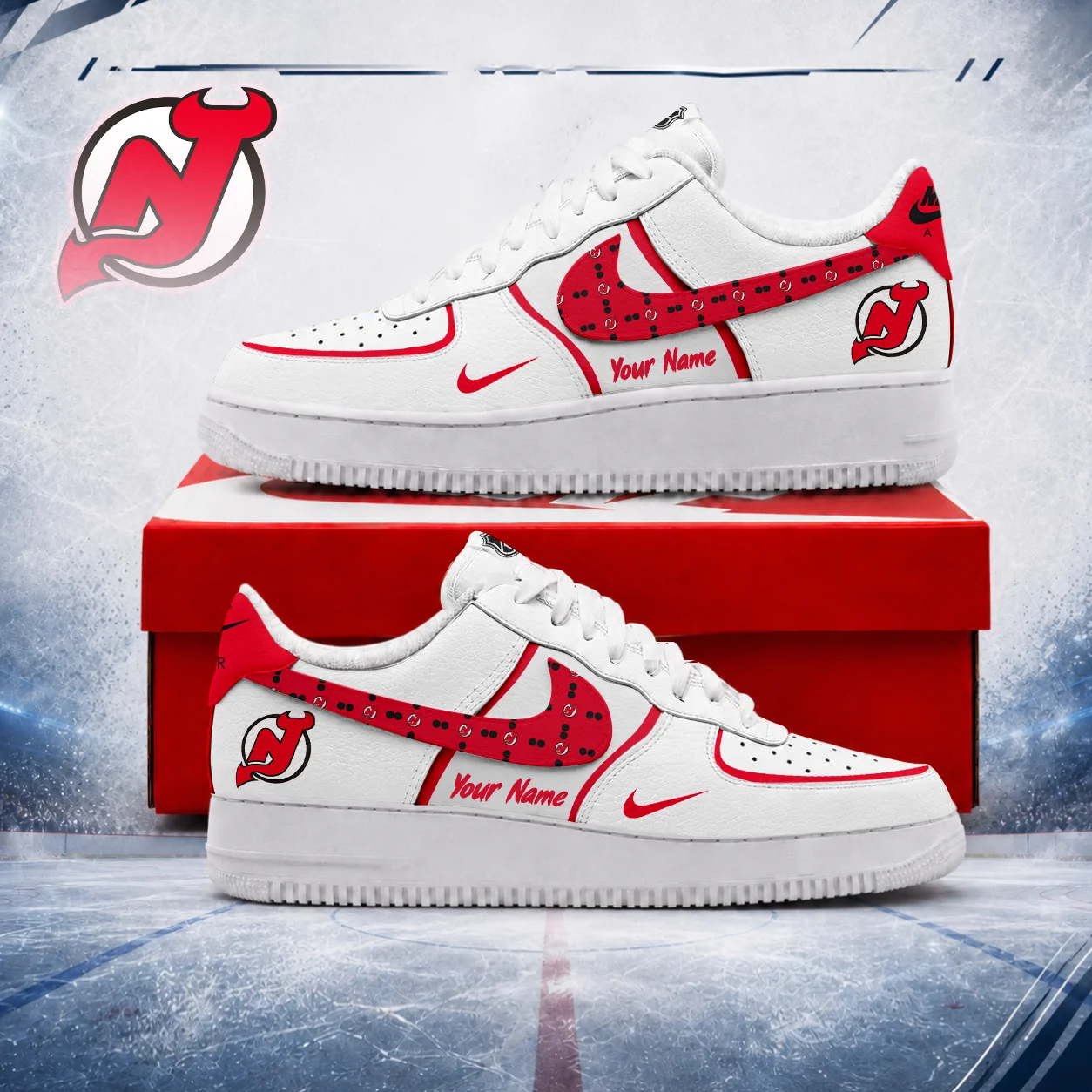 Limited Edition – Customized NHL New Jersey Devils Af1 Shoes