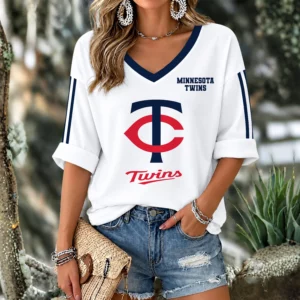 Limited Edition – Customized MLB Minnesota Twins Women’s Heart V-Neck Long Sleeve Shirt