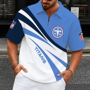 Limited Edition – Customized NFL Tennessee Titans Quarter-Zip Polo Shirt