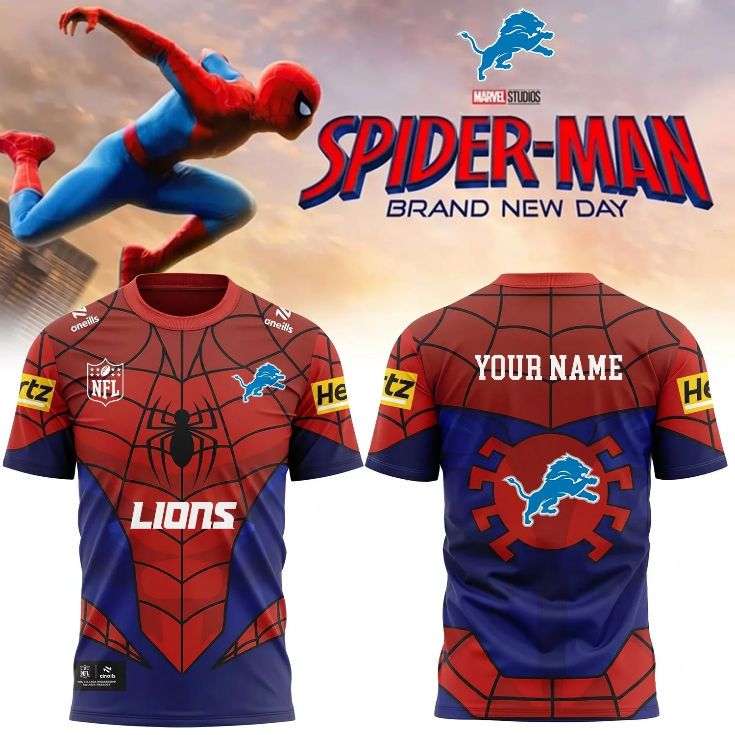 Limited Edition – Customized NFL Detroit Lions x Spider Unisex T-Shirt