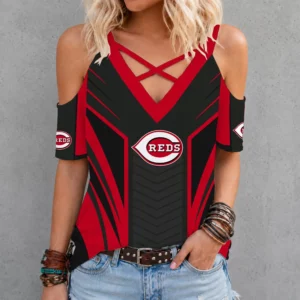 Limited Edition – Customized MLB Cincinnati Reds Criss Cross V-Neck Top