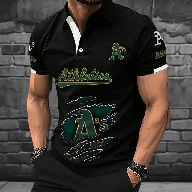 Limited Edition – Customized MLB Oakland Athletics Polo Shirt - Image 3