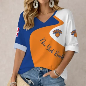 Limited Edition – Customized NBA New York Knicks Women’s V-Neck Long Sleeve Shirt