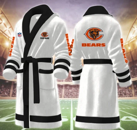 Limited Edition – Customized NFL Chicago Bears Multicolor Fleece Bathrobe - Image 8