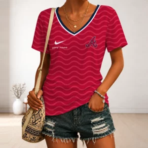 Limited Edition – Customized MLB Atlanta Braves V-Neck Female Shirt