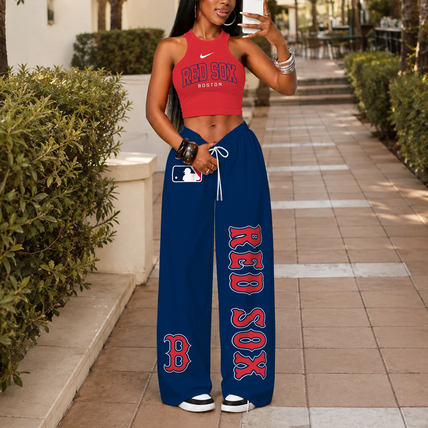 Limited Edition – Customized MLB Boston Red Sox Women’s Crop Top & Long Pants Set