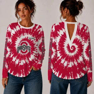 Limited Edition – Customized NCAA Ohio State Buckeyes Women’s Back V-Cut Long-Sleeve Shirt