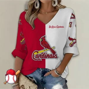 Limited Edition – Customized MLB St. Louis Cardinals Women’s V-Neck Long Sleeve Shirt