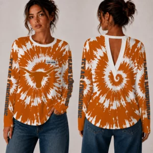 Limited Edition – Customized NCAA Texas Longhorns Women’s Back V-Cut Long-Sleeve Shirt