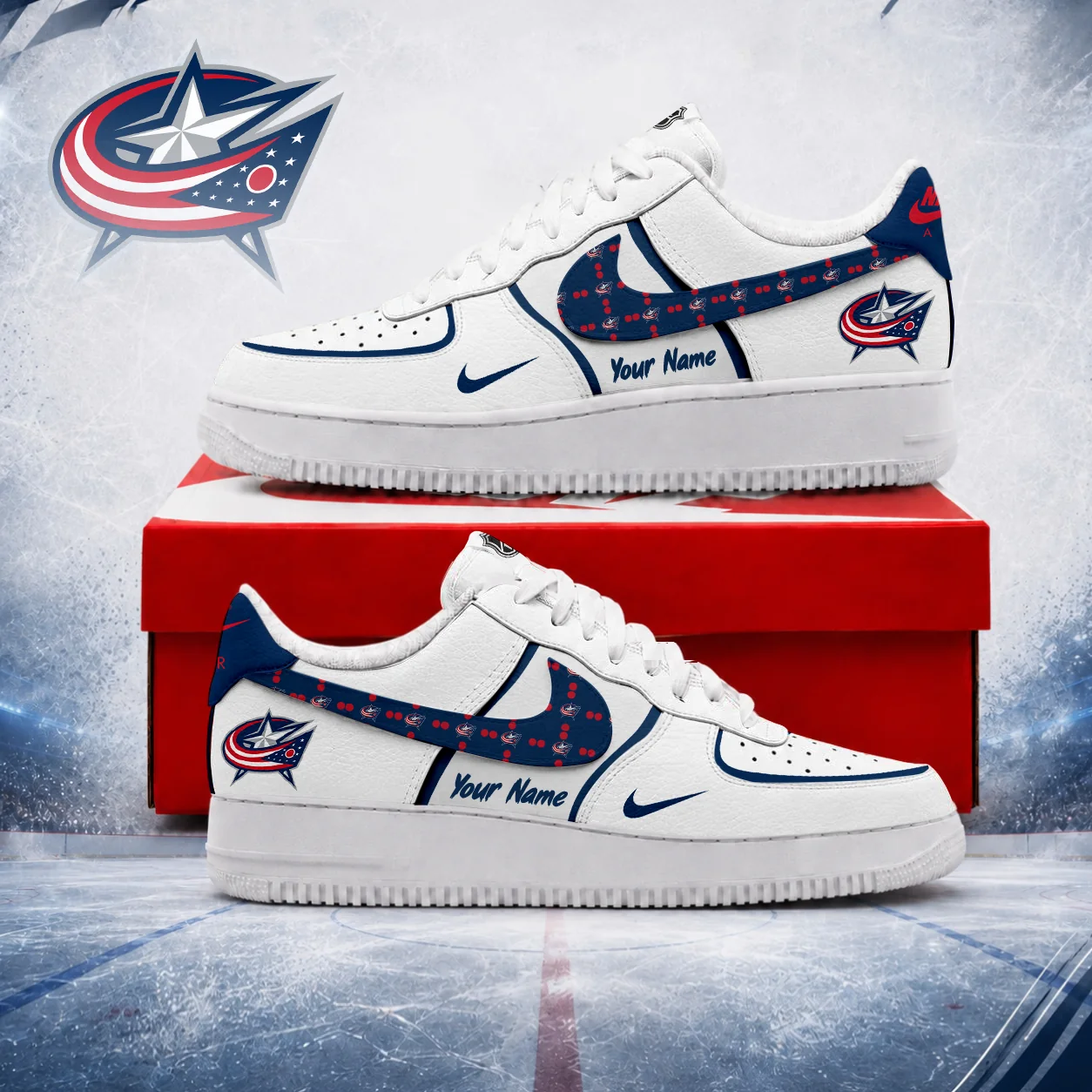 Limited Edition – Customized NHL Columbus Blue Jackets Af1 Shoes