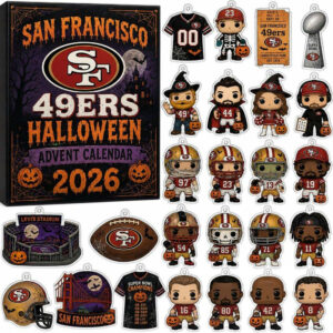 San Francisco 49ers Halloween Advent Calendar 2026 24 Acrylic Ornaments Christmas Countdown Gift