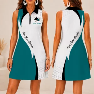 Limited Edition – Customized NHL San Jose Sharks Women’s Zip Sleeveless Polo Dress