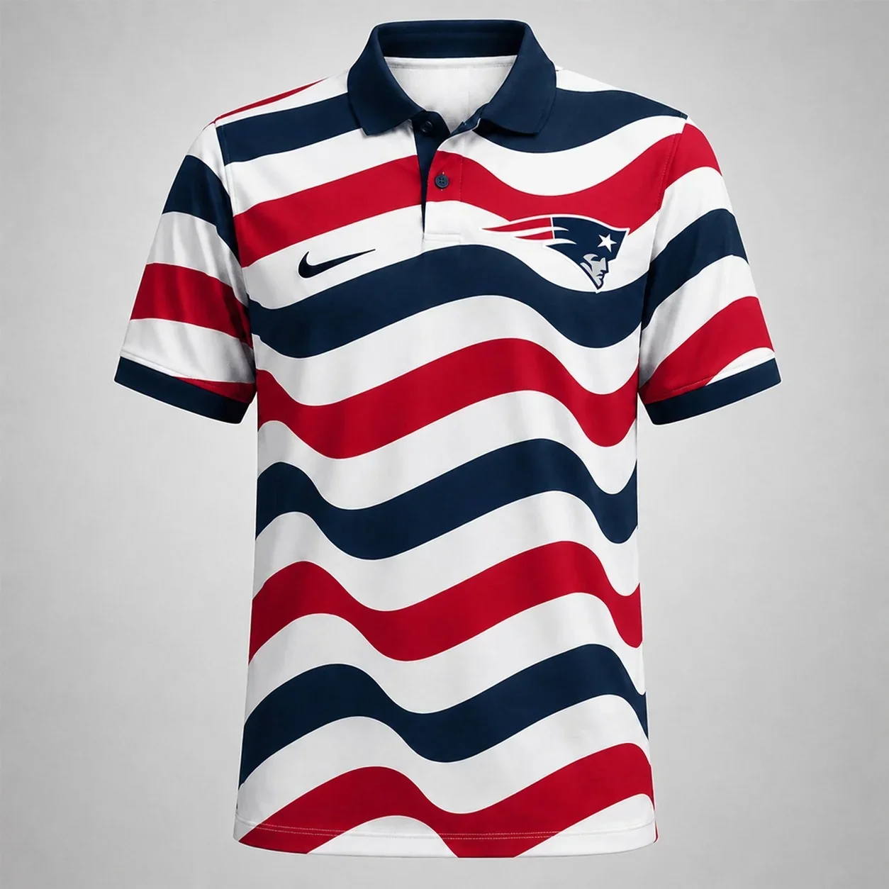 Limited Edition – Customized NFL New England Patriots Striped Polo Shirt