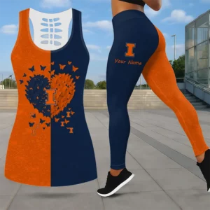 Limited Edition – Customized NCAA Illinois Fighting Illini Leggings & Hollow Tank Top Set