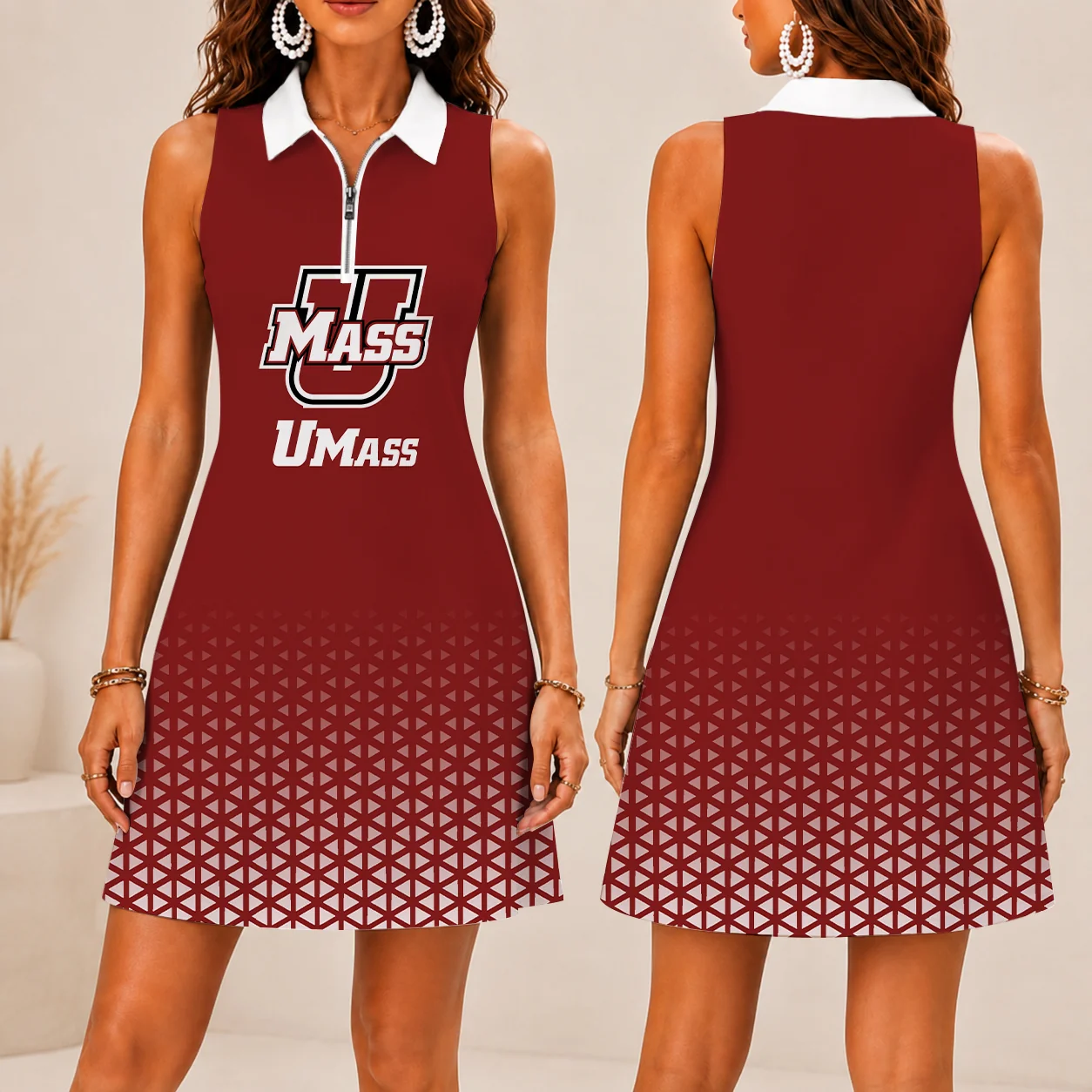 Limited Edition – Customized NCAA Umass Minutewomen Women’s Zip Sleeveless Polo Dress