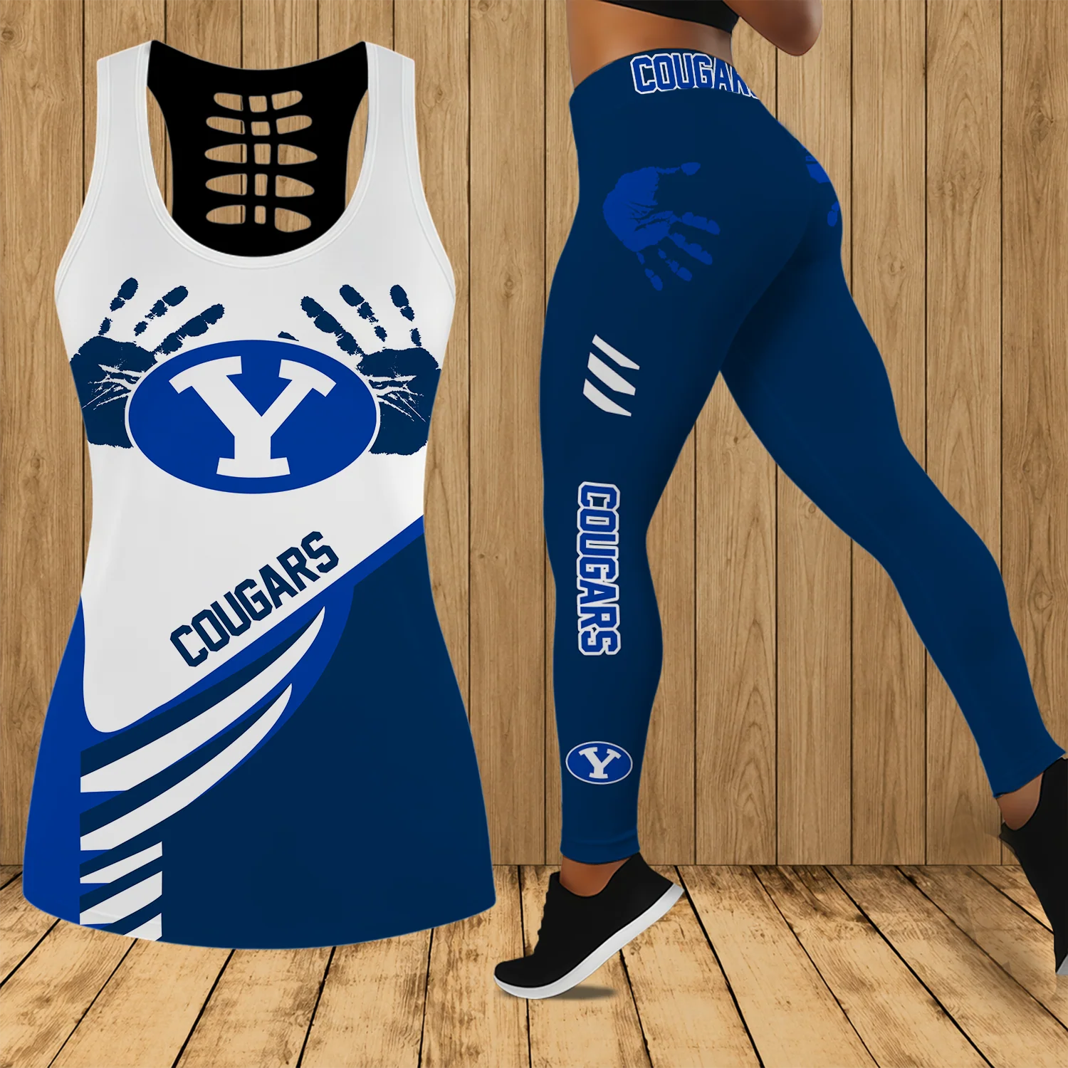 Limited Edition – Customized NCAA Byu Cougars Hollow Tank Top & Leggings Set
