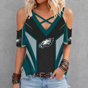Limited Edition – Customized NFL Philadelphia Eagles Criss Cross V-Neck Top