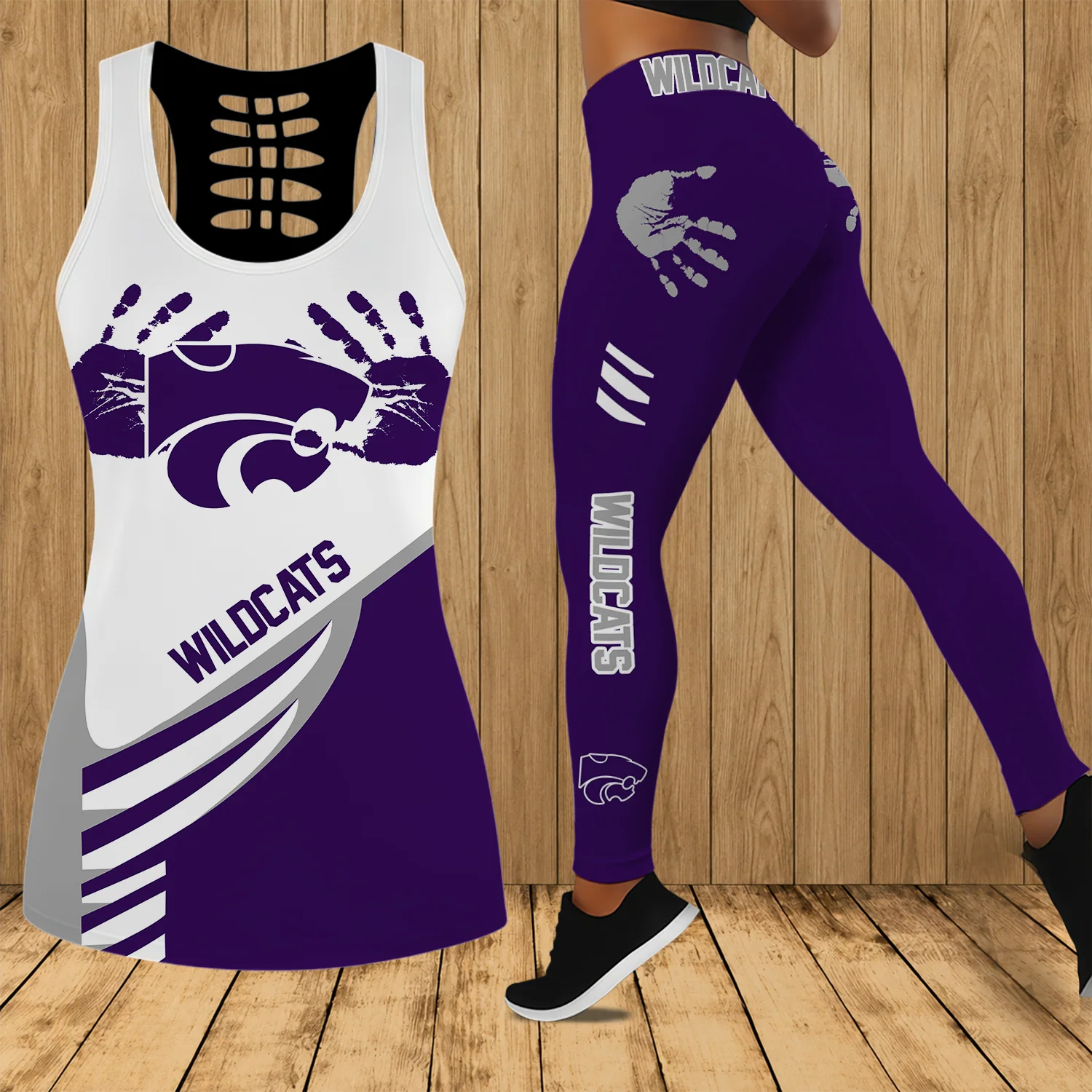 Limited Edition – Customized NCAA Kansas State Wildcats Hollow Tank Top & Leggings Set