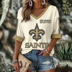 Limited Edition – Customized NFL New Orleans Saints Women’s Heart V-Neck Long Sleeve Shirt