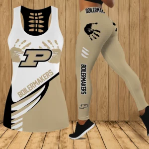 Limited Edition – Customized NCAA Purdue Boilermakers Strappy Hollow Tank Top & Leggings Set