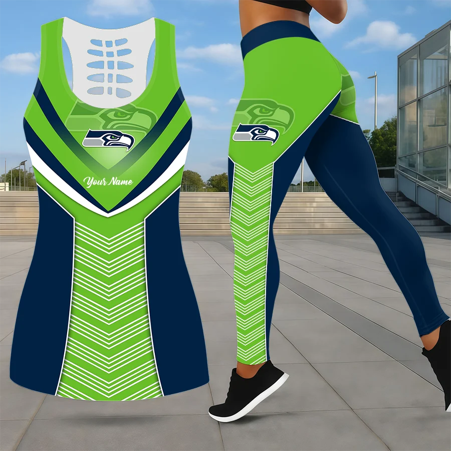 Limited Edition – Customized NFL Seattle Seahawks Leggings & Hollow Tank Top Set