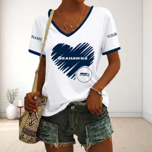 Limited Edition – Customized NFL Seatlle Seahawks V-Neck Female Shirt