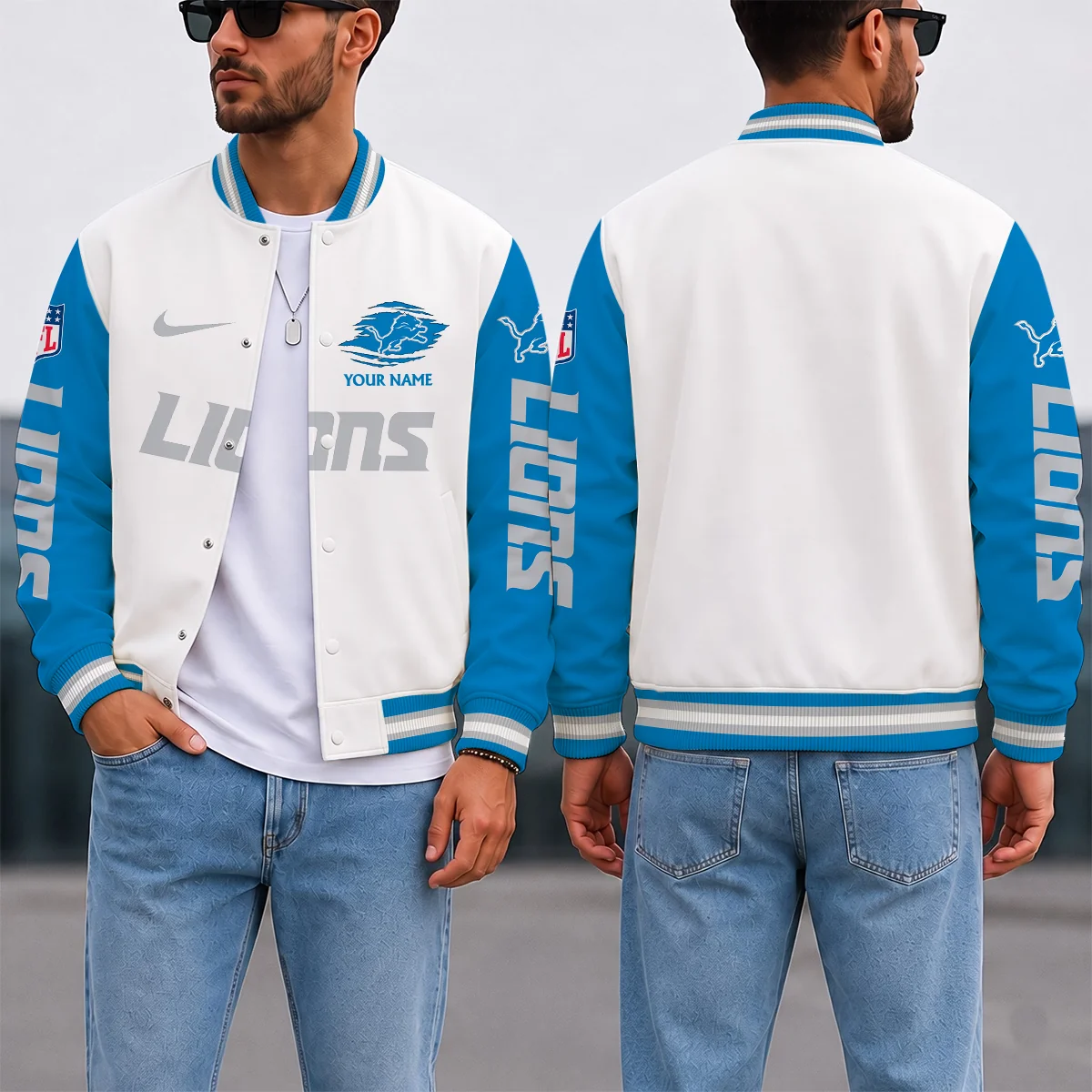 Limited Edition – Customized NFL Detroit Lions Satin Varsity & Baseball Jacket