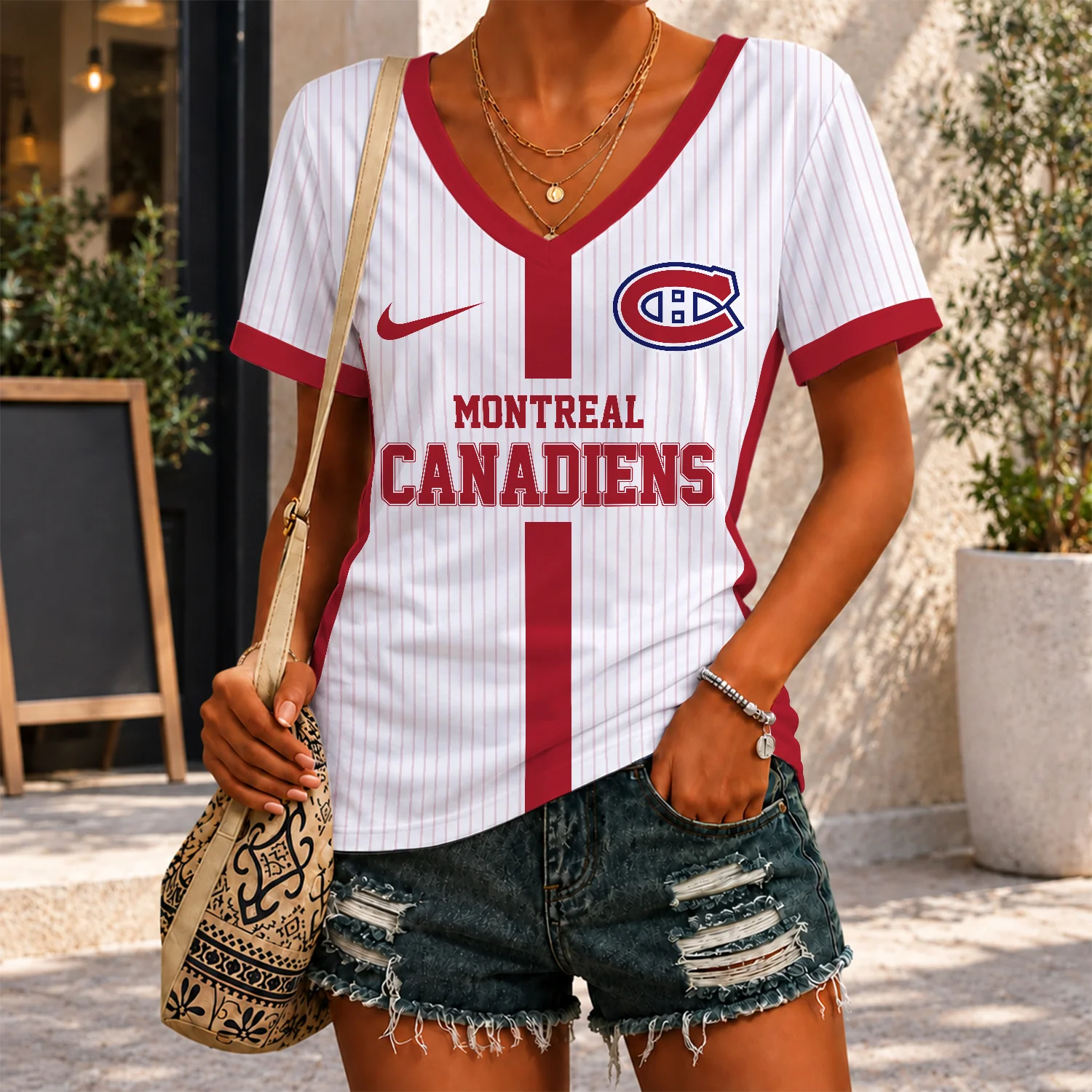 Limited Edition – Customized NHL Montreal Canadiens V-Neck Female Shirt