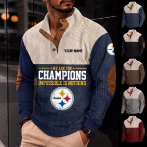 Limited Edition – Customized NFL Pittsburgh Steelers Button Sweatshirts Stand Collar