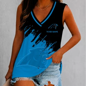 Limited Edition – Customized NFL Carolina Panthers Women’s V-Neck Tank Top
