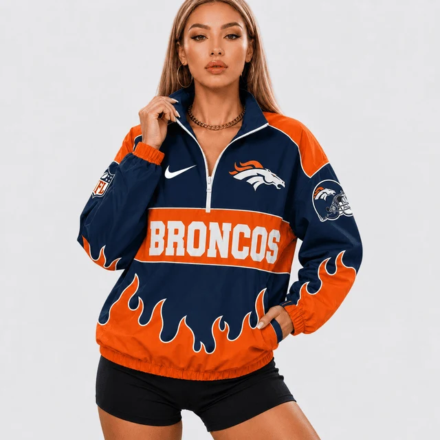 Limited Edition – Customized NFL Denver Broncos V-Neck Zipper Sweatshirt Jacket