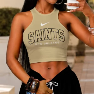 Limited Edition – Customized NFL New Orleans Saints Women’s Crop Top & Long Pants Set