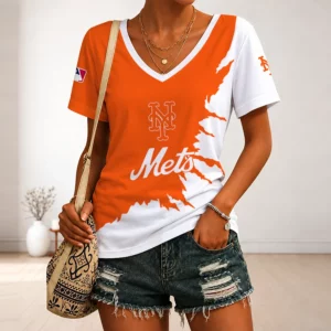 Limited Edition – Customized MLB New York Mets V-Neck Female Shirt
