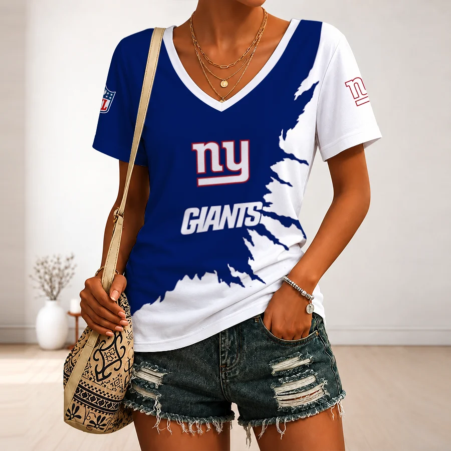 Limited Edition – Customized NFL New York Giants V-Neck Female Shirt
