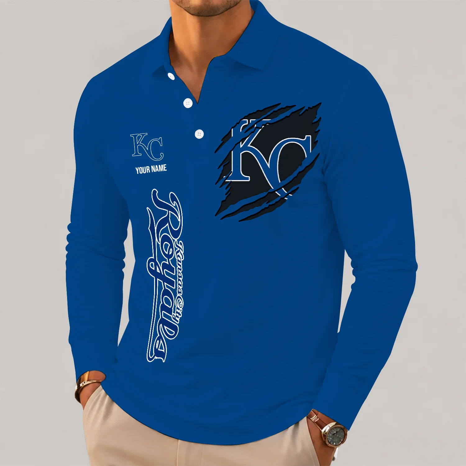 Limited Edition – Customized MLB Kansas City Royals Men’s Long Sleeve Polo