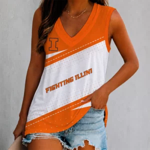 Limited Edition – Customized NCAA Illinois Fighting Illini Women’s V-Neck Tank Top
