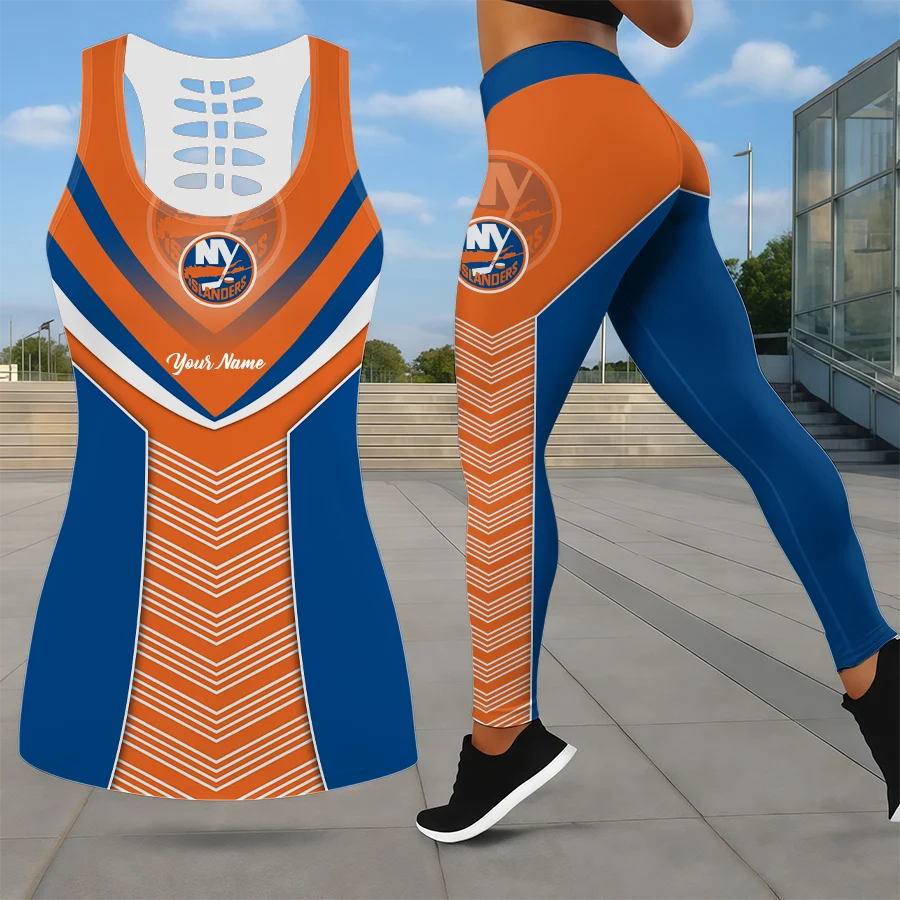 Limited Edition – Customized NHL New York Islanders Leggings & Hollow Tank Top Set