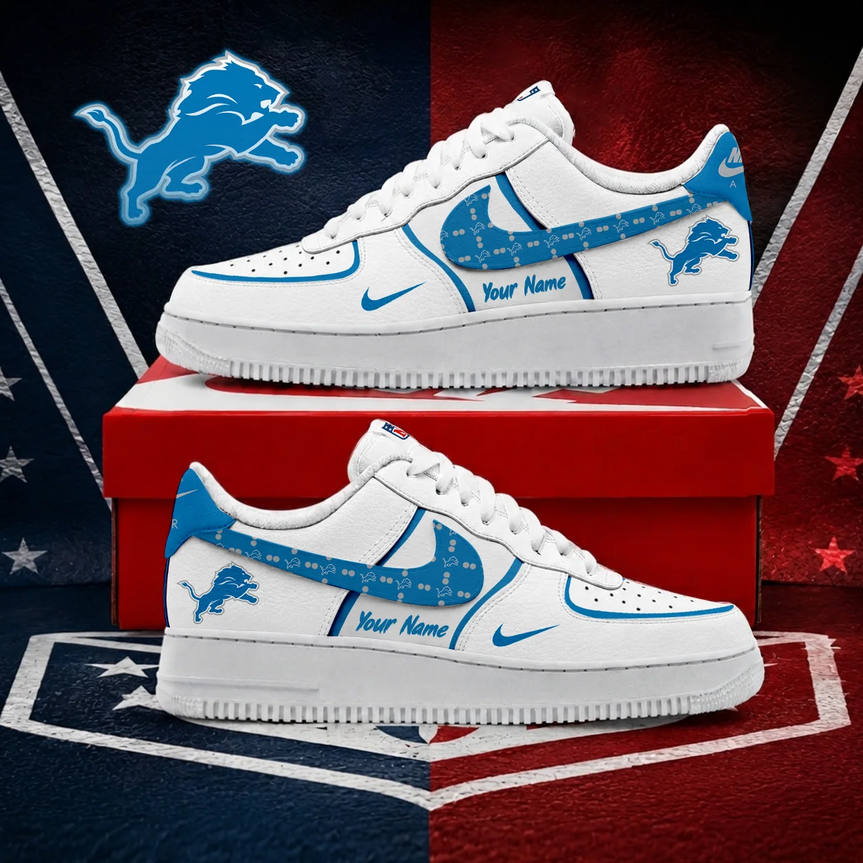 Limited Edition – Customized NFL Detroit Lions Af1 Shoes