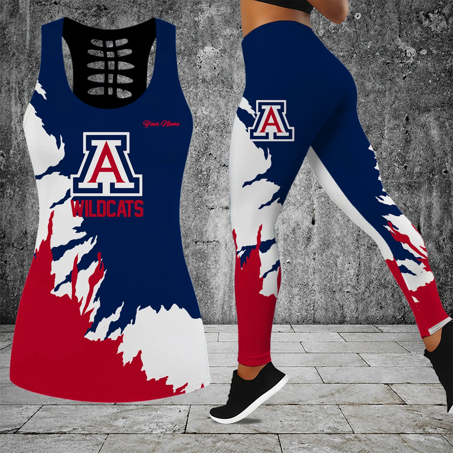 Limited Edition – Customized NCAA Arizona Wildcats Hollow Tank Top & Leggings Set