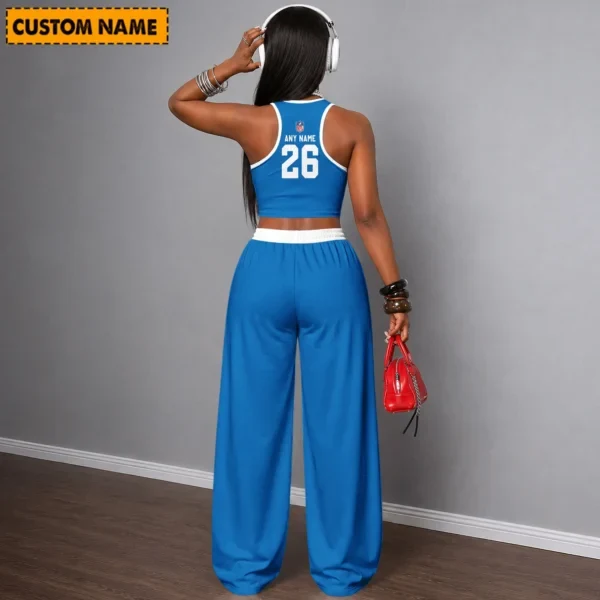 Limited Edition – Customized NFL Detroit Lions Women’s Crop Top & Long Pants Set - Image 2