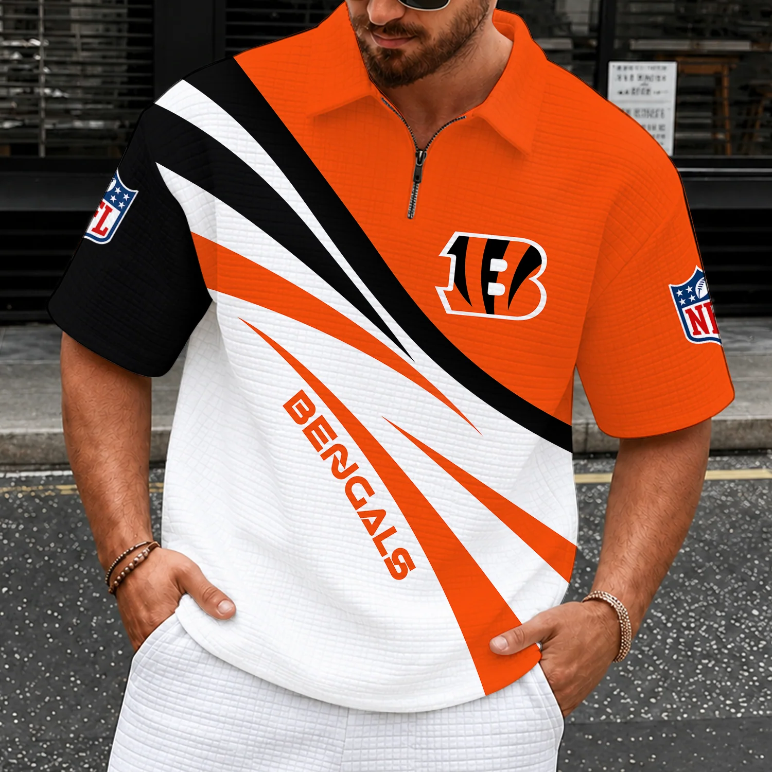 Limited Edition – Customized NFL Cincinnati Bengals Quarter-Zip Polo Shirt