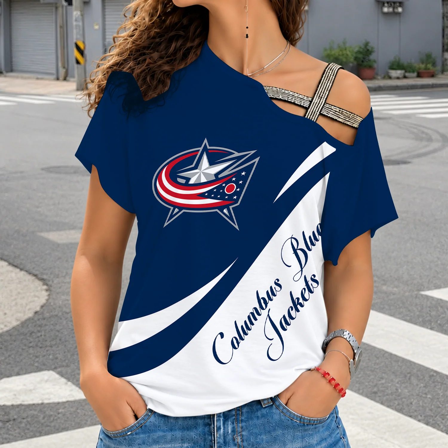 Limited Edition – Customized NHL Columbus Blue Jackets Shoulder Shirt