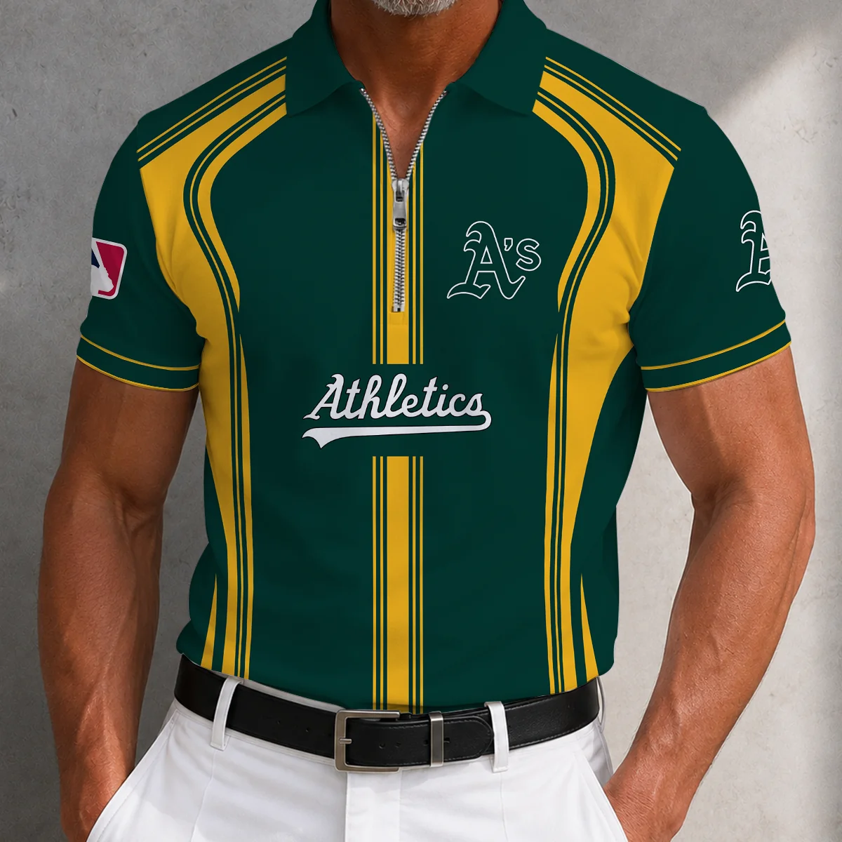Limited Edition – Customized MLB Oakland Athletics Zip Polo Shirt