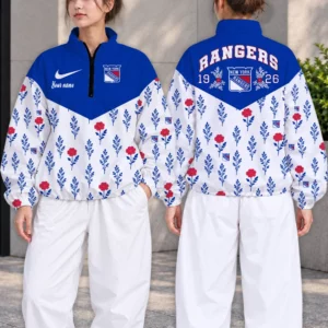 Limited Edition – Customized NHL New York Rangers V-Neck Zipper Sweatshirt Jacket