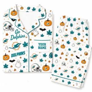 Limited Edition – Customized NFL Miami Dolphins Halloween Long Pajamas Set