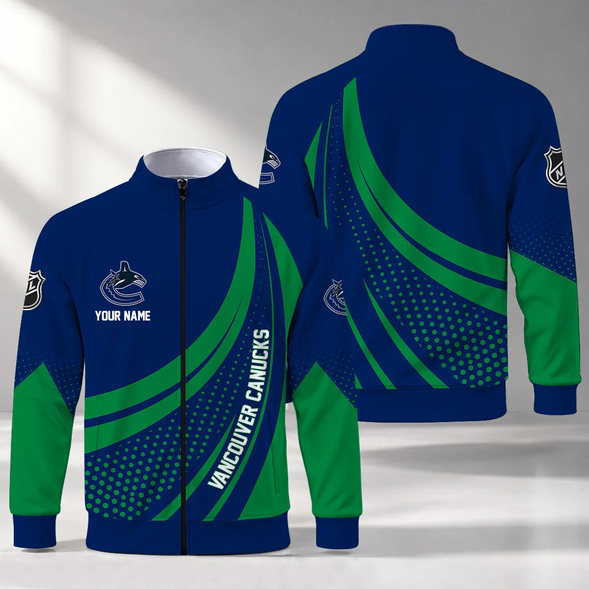Limited Edition – Customized NHL Vancouver Canucks Stand Collar Jacket