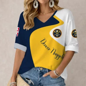 Limited Edition – Customized NBA Denver Nuggets Women’s V-Neck Long Sleeve Shirt
