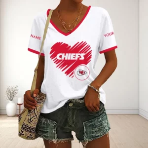 Limited Edition – Customized NFL Kansas City Chiefs V-Neck Female Shirt