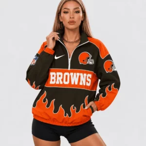 Limited Edition – Customized NFL Cleveland Browns V-Neck Zipper Sweatshirt Jacket